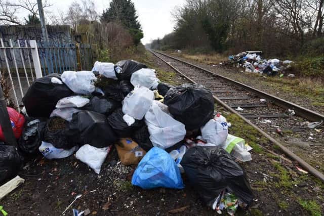 Some of the waste left on the tracks