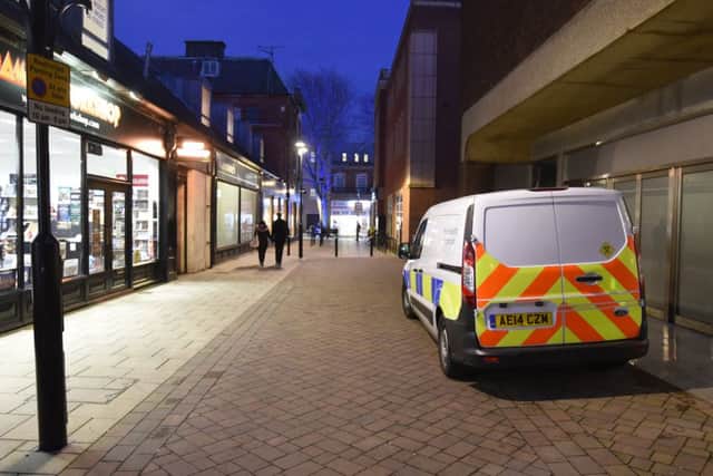 Knife attack scenes in Wentworth street. Police scene of crimes vehicle there. EMN-170117-172906009