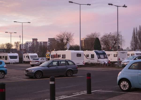Travellers parked at Peterborough Crown Court