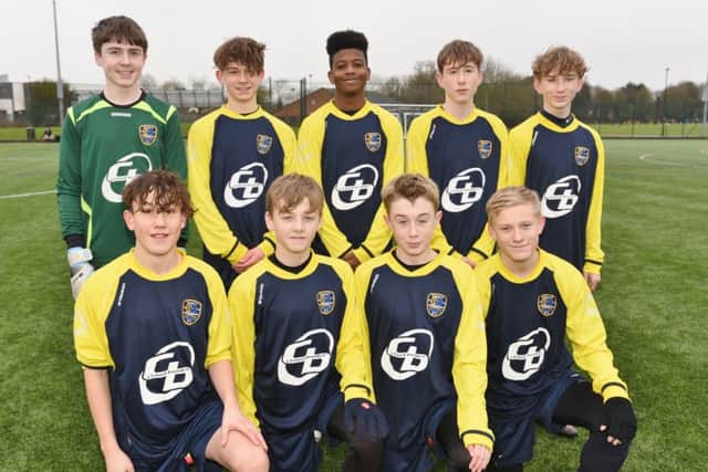 Glinton & Northborough Blue/Black Under 15s are pictured before their 4-1 defeat by Riverside. From the left are, back, Dylan McShane, Evan Wright, Sandro Ferreira, Ben Clarke, Matt Major, front, Joseph OCallaghan, Oliver Hammond, Daniel Thompson and Will Abbott.