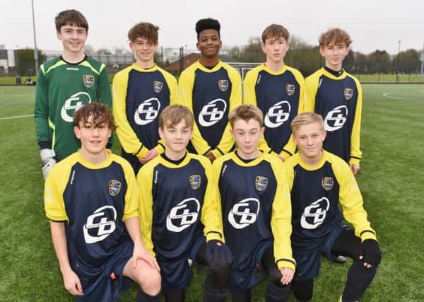 Glinton & Northborough Blue/Black Under 15s are pictured before their 4-1 defeat by Riverside. From the left are, back, Dylan McShane, Evan Wright, Sandro Ferreira, Ben Clarke, Matt Major, front, Joseph OCallaghan, Oliver Hammond, Daniel Thompson and Will Abbott.