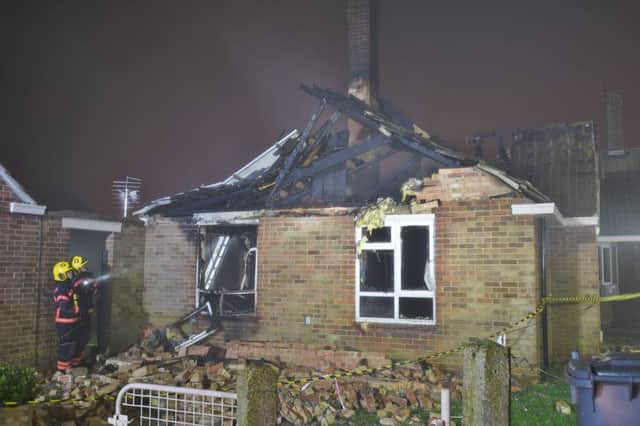 Fire and or explosion at detached bungalow at Back Lane, Eye. EMN-170120-002049009