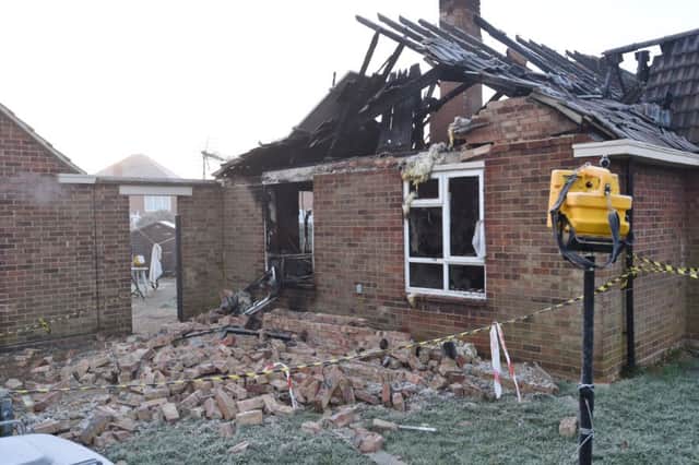 Fire and or explosion at detached bungalow at Back Lane, Eye.  EMN-170120-084818009