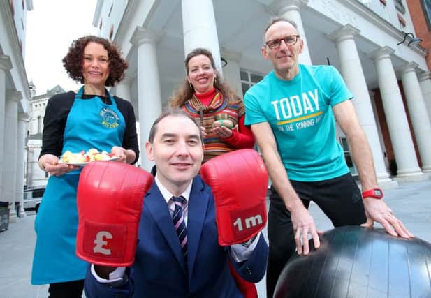 Michael McCormack, MD  Musgrave NI with Centra Live Well ambassadors, Jane McClenaghan, Bridgeen Rea and Johnny Davis