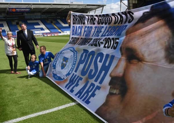 The Chris Turner banner unveiled at his memorial match against Cambridge United.