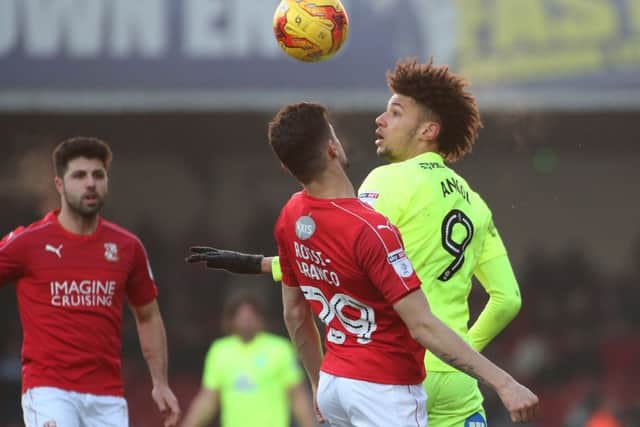 Lee Angol is expected to start up front for Posh at Oldham. Photo: Joe Dent/theposh.com.