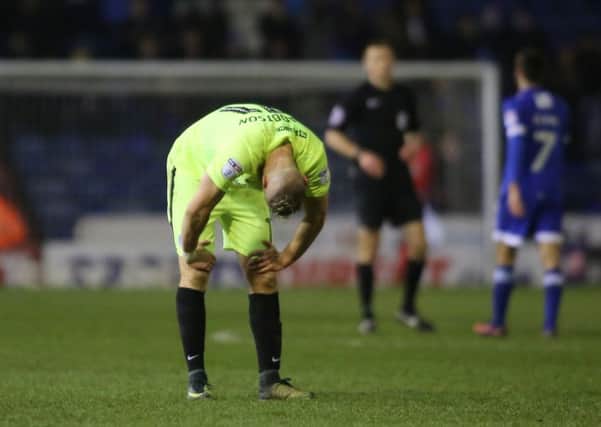 Marcus Maddison sums up Posh feelings after the final whistle at Oldham. Photo: Joe Dent/theposh.com.