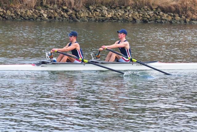 Ollie Chapman (16) and Cosmo Davis Gimeno (17) won the Junior U17 Double Sculls .