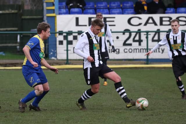 Jake Sansby (stripes) in action for Peterborough Northern Star at Wellingborough last weekend.