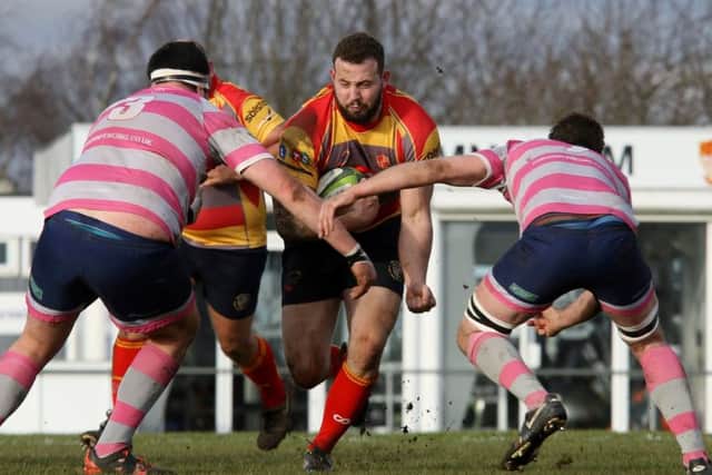 Prop Ben Edwards on the charge for Borough against Olney. Picture: Mick Sutterby