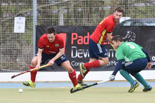 Action from City of Peterborough (red) 4, Chelmsford 0. Photo: David Lowndes.