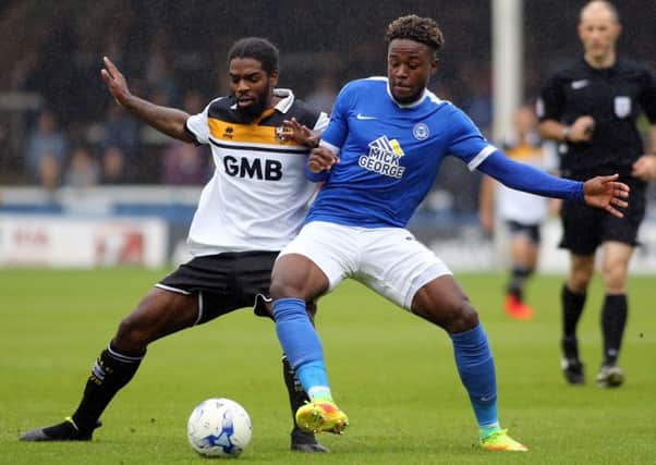 Anthony Grant of Port Vale in action against Posh in September.