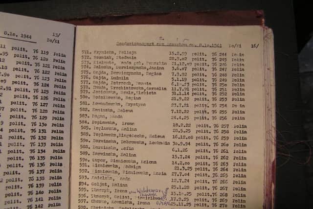 The Nazi ledger listing Chris' mother Krystyna, entry 581