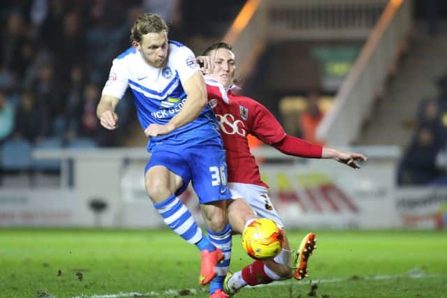 Craig Mackail-Smith in action for Posh against Bristol City in 2014.