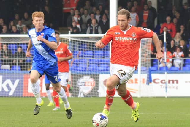 Craig Mackail-Smith in action for Luton against Hartlepool.
