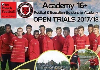 Poster advertising a new football academy based at the Grange.