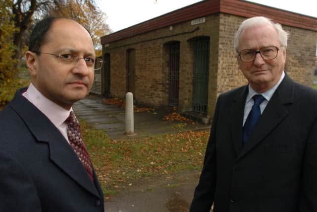 MP Shailesh Vara and David Thorpe outside the toilets in Oundle Road
