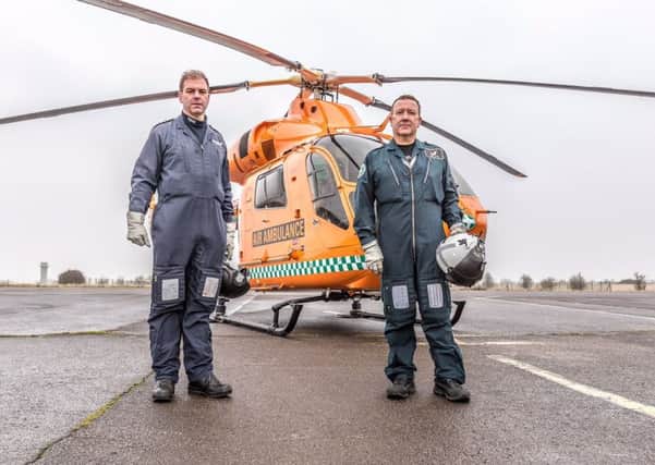 Magpas Chief Pilot Captain Richard Eastwood and Helicopter Crewmember Rob Davies - photo - Rob Holding