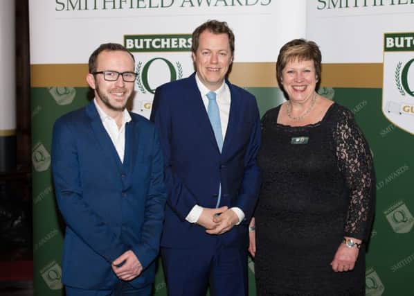 Presentation:  From left, Will Bowell, of Grasmere, Tom Parker Bowles, awards presenter, and Sheila Lane, of Grasmere.