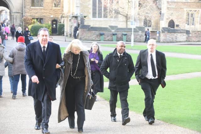 Maggie Cantwell's funeral at Peterborough Cathedral. Former Posh player Trevor Quow (2nd right) EMN-170302-193727009