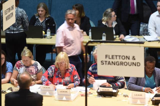 The referendum count for Peterborough at the Kingsgate Centre.  EMN-160624-014801009