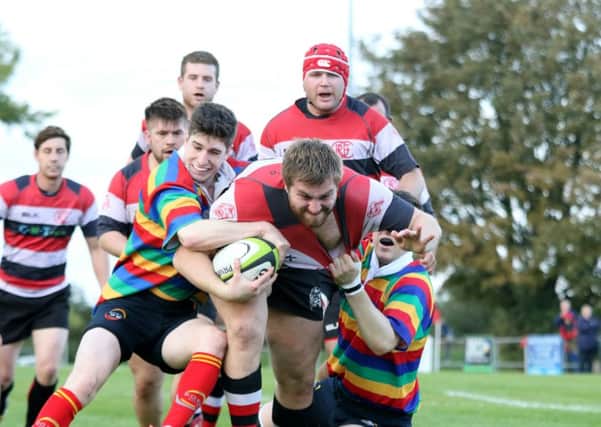 Action from the 31-31 draw between Borough and Oundle back in October. Picture: Mick Sutterby