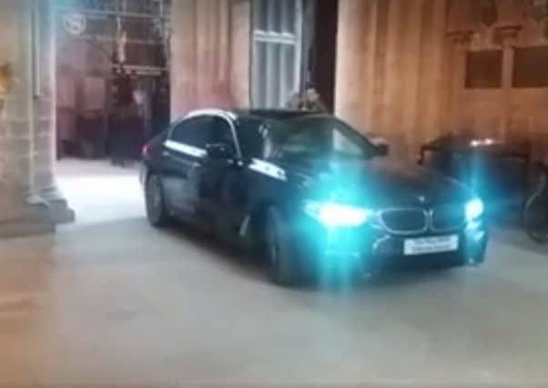 One of the BMWs entering the Cathedral last night