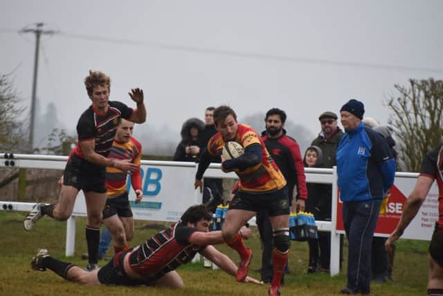 Michael Bean attacks for Borough against Oundle. Picture: Kevin Goodacre