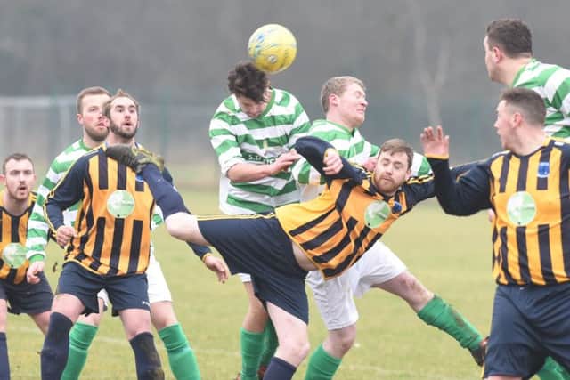 Action from Brettom North End's win over Eye United. Photo: David Lowndes.