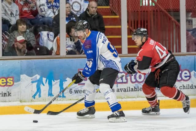 Ales Padelek (left) scored what proved to be the winning goal for Phantoms in Sheffield.