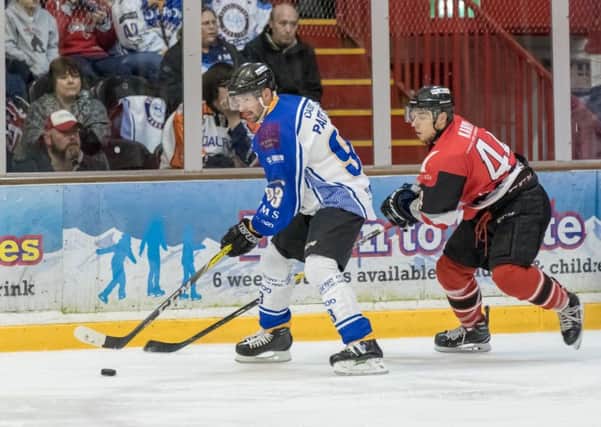 Ales Padelek (left) scored what proved to be the winning goal for Phantoms in Sheffield.