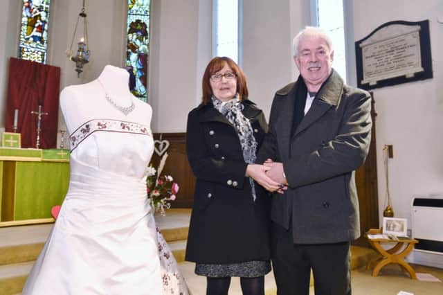 Service to Celebrate Marraige and renewal of Vows at St Paul's Church, New England with Revd. Ron Watkinson  . Celebrating their 7th wedding anniversary are Sonya and Alan Thornton with Sonya's wedding dress on show at the service EMN-171202-205548009