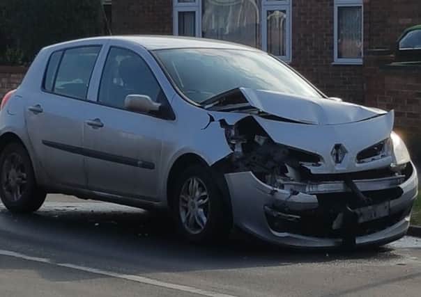 One of the cars invovled in the collision in Coneygree Road, Peterborough this morning