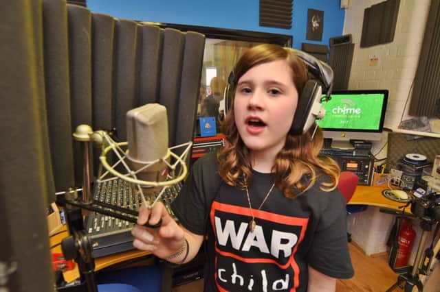 Young singer  Chloe Lorentzen (11) recording  her song at  Beat This, Norfolk Street. EMN-171202-205341009