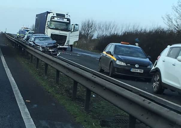 The crash on the A14 - Photo credit: Ant @licko