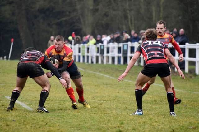 Danius Tomoliunas launches an attack for Borough against Oundle. Picture: Kevin Goodacre