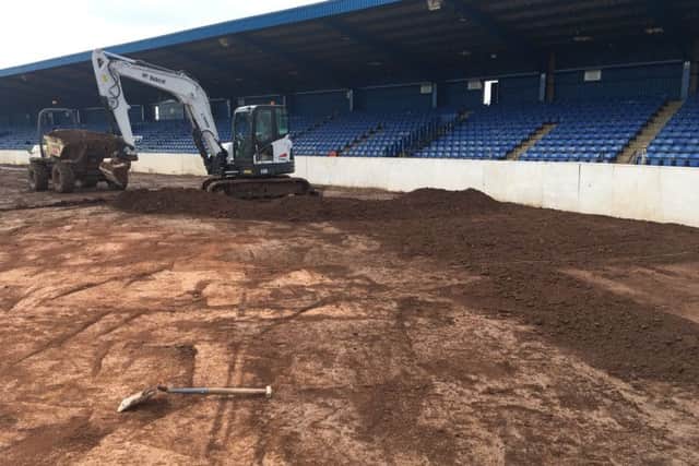 Work being carried out on the track at the East of England Showground.