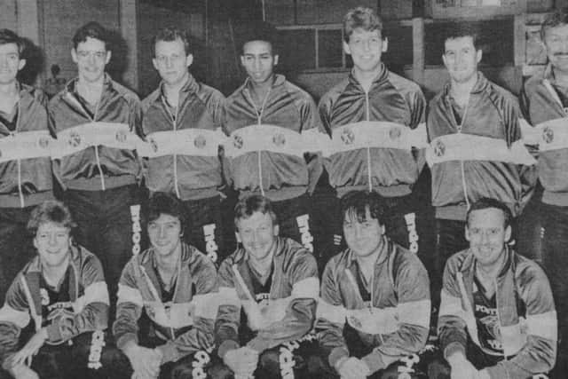 Pictured 30 years ago is the Peterborough indoor cricket team that played in the Fosters National League. They are pictured before a 37-run win over Wellingborough at the Shrewsbury Avenue stadium in which skipper Bob Milne and Andy Vernum starred with the bat. From the left are, back, Ged McDougall, John McDougall, Richie Baines, Bob Milne, Adrian Cade, Alan McQueen, John Cozens, front, Richard Johnson, Andy Vernum, Andy Walker, Gary Whitbread and Glynn Starr.
