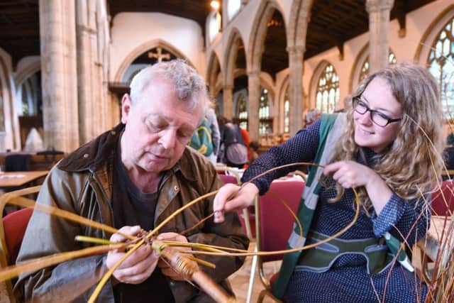 One Day with Us event at St John's church, Cathedral Square. Pictured are Rene Antonelli with Lauren Kendrick making willow models EMN-170220-160205009