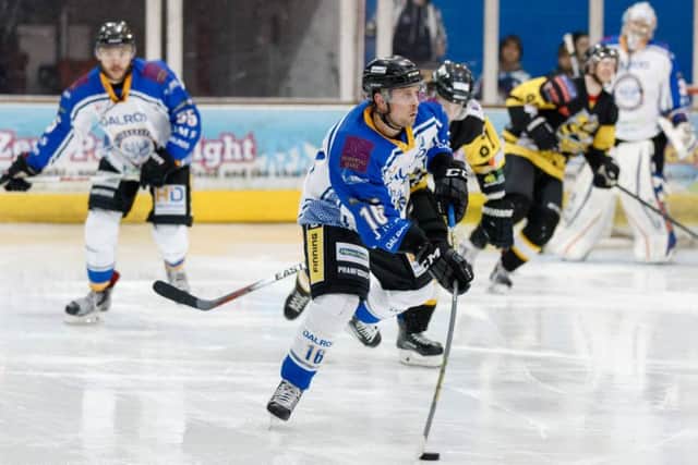 Goalscorer Marc Levers carries the puck out of the Phantoms defensive zone against Bracknell. Picture: Tom Scott
