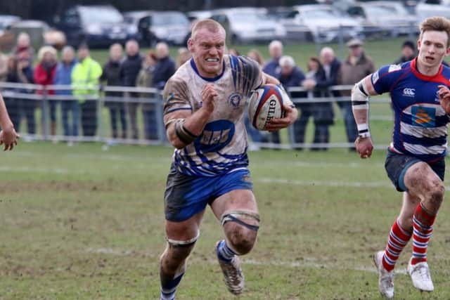 Darren Fox races in for a try against Sheffield. Picture: Mick Sutterby