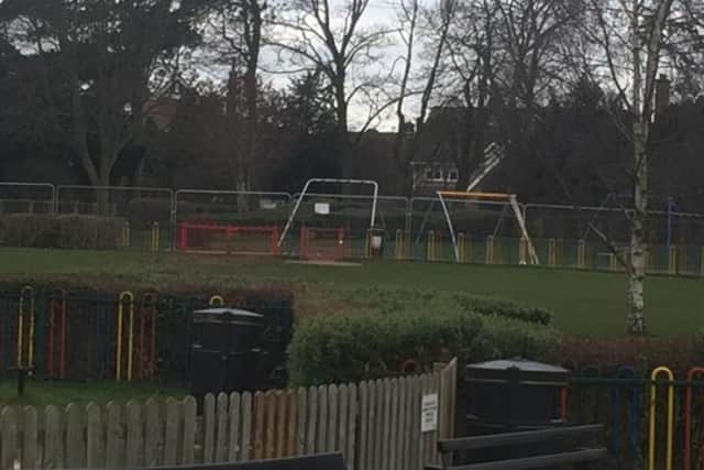 The closed Central Park play area. Photo: Naomi Davis
