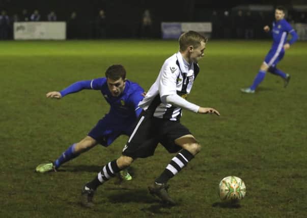 Sam Wilson on the ball for Northern Star against Peterborough Sports. Picture: Tim Gates