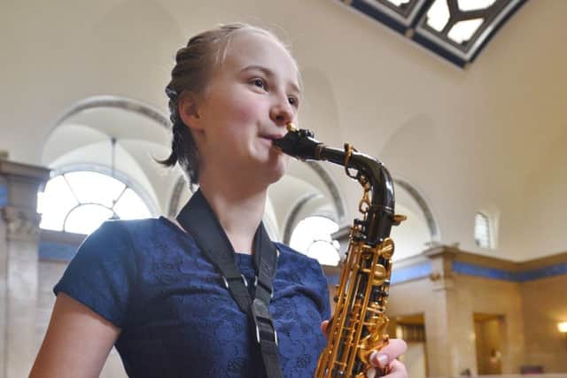 Peterborough Music Festival 2016 at the Town Hall. Brass soloist Lydia Cochrane (13) from The King's School.