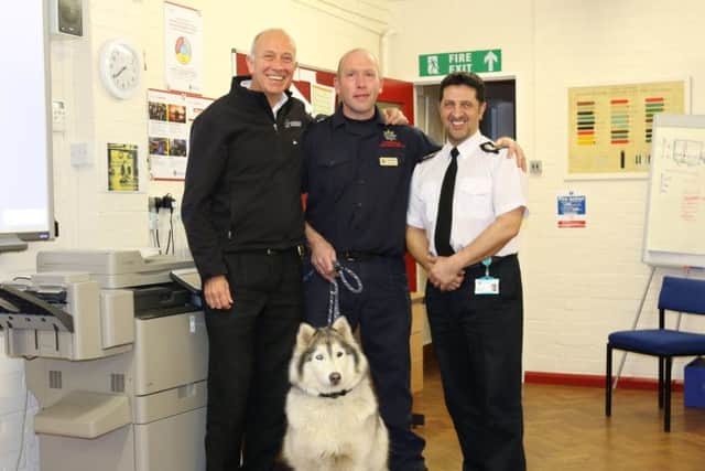 Area Commander Maurice Moore, Station Commander Farsh Raoufi and Lexie