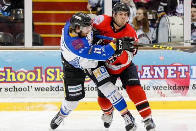 Scott Robson, in his first appearance since returning from injury, was involved in a number of physical battles against Basingstoke. Picture: Tom Scott