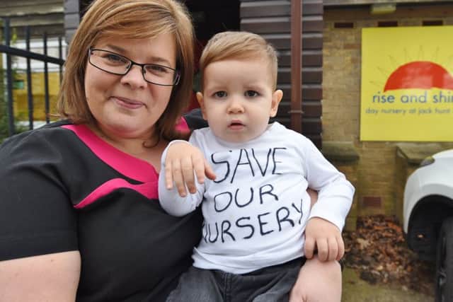 Owner Alison Holmes with Charlie Croft (20 months) at the Rise and Shine Day Nursery, Ledbury Road which is due to close. EMN-170221-180856009