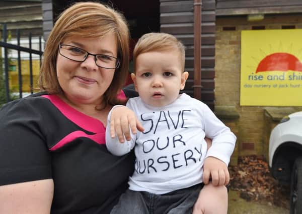 Owner Alison Holmes with Charlie Croft (20 months) at the Rise and Shine Day Nursery, Ledbury Road which is due to close. EMN-170221-180856009