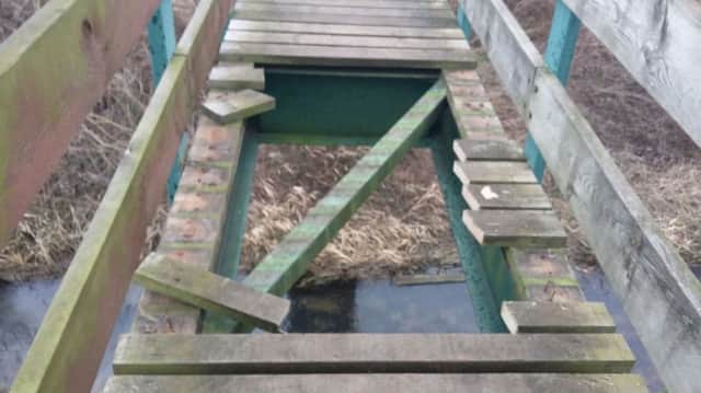 Damage to the bridge in Northborough
