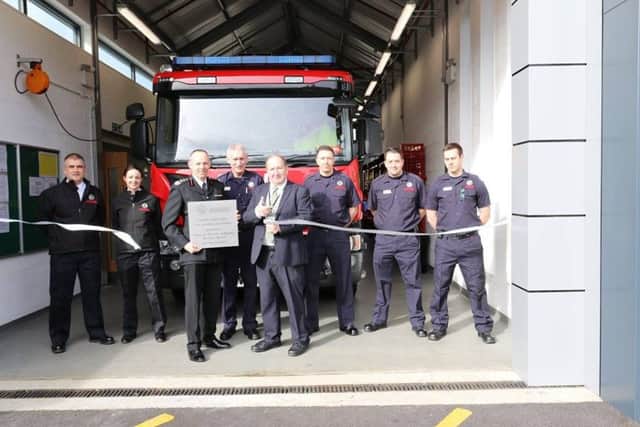 The Chairman of Cambridgeshire and Peterborough Fire Authority Sir Peter Brown and Chief Fire Officer Chris Strickland opening Yaxley Fire Station 3iJ3Qkad3mpsXgRA5SnA